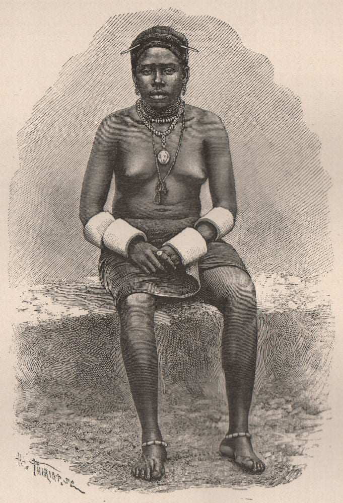 Fan/Fang woman. Gabon 1885 old antique vintage print picture